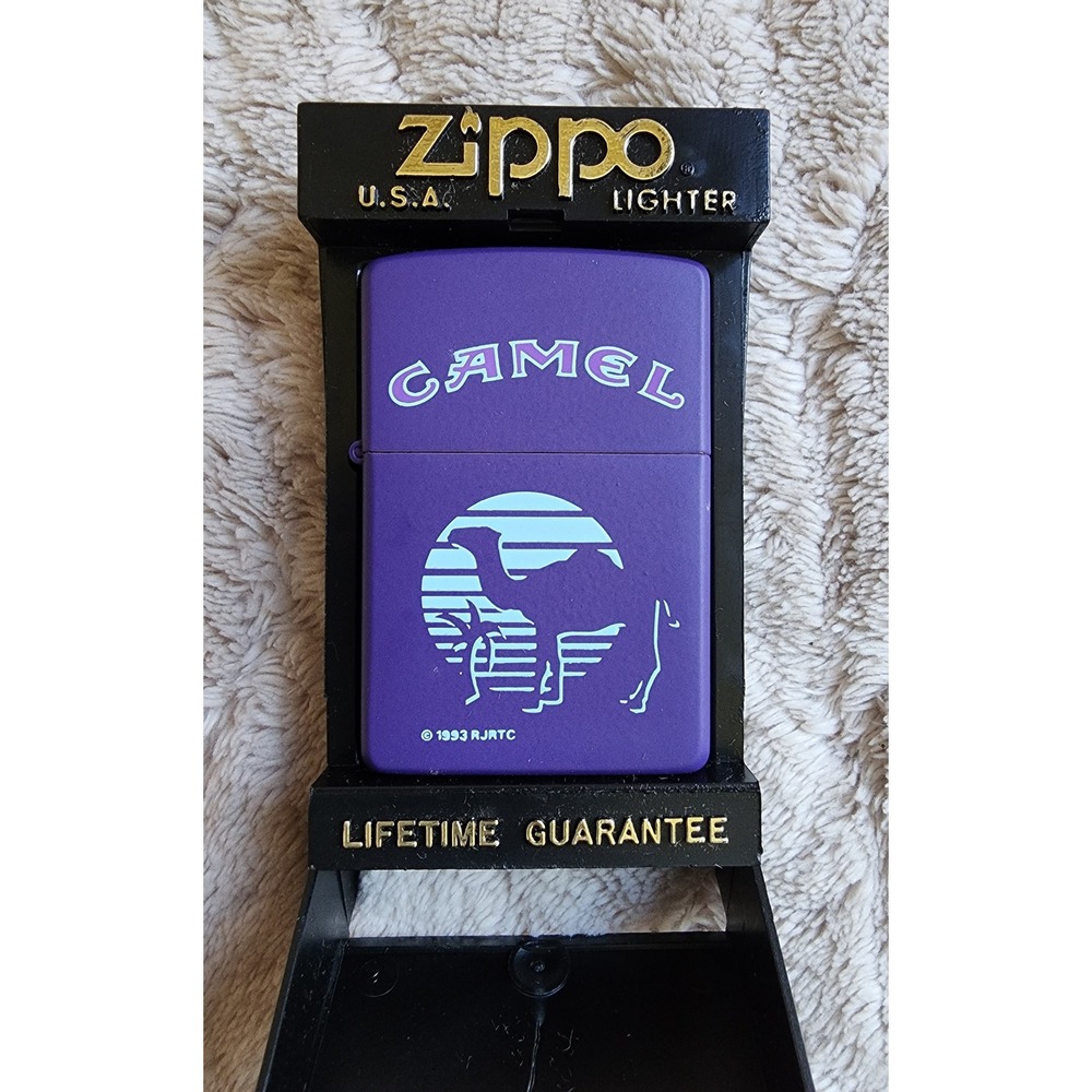 Vintage 1994 Zippo Camel Lighter Purple Matte Joe Camel Sunset New In Box
